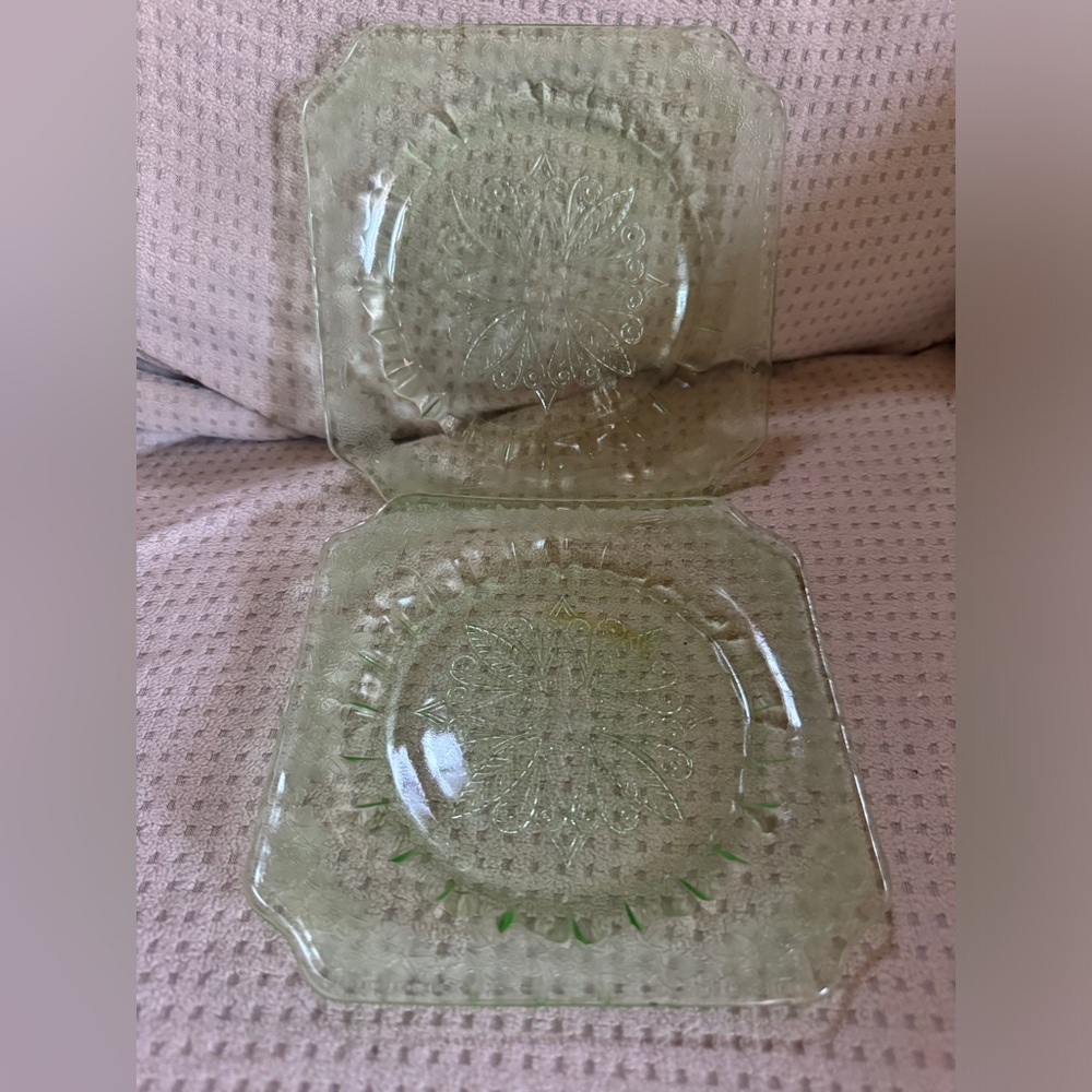 Vintage The Adam Green Square Salad Plates by Jeannette Set of 2 (1930's)